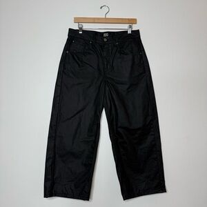 BDG Rigid Black Coated Denim Faux Leather Barrel Leg Baggy Jeans size 29